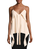 Hanging Flare Silk Crepe Top, Blush