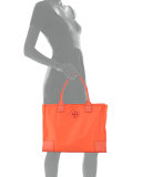 Ella Packable Nylon Tote Bag, Sea Coral
