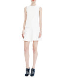 Ellery Fringed Wool Shift Dress, Quartz White