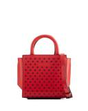 Brook Nano Studded Satchel Bag, Ruby Red