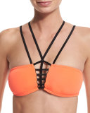 Troy Strappy-Front Bandeau Swim Top, Omni