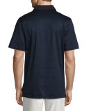 Striped Lisle Knit Polo Shirt, Black
