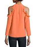 Casius Cold-Shoulder Crepe Top