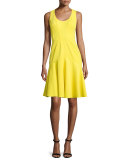 Karen Sleeveless Flounce-Skirt Dress, Daffodil