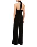 Velvet Halter Jumpsuit, Black