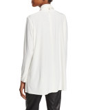 Mock-Neck Back-Zip Knit Tunic, Off White