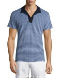 Patrick Striped Linen Polo Shirt, Iris/Cloud