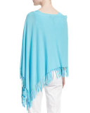 Bateau-Neck Poncho W/Fringe Trim