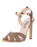 Sheridan Shimmery Strappy Sandal, Tout/Gold