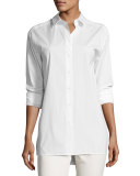 Dannell Button-Front Stretch-Cotton Blouse