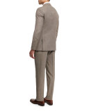 Check Two-Piece Wool Suit, Tan