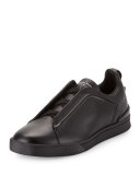Grained Leather Slip-On Sneaker, Black