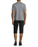 Distressed Slim-Fit Denim Shorts, Black