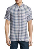 Tuscumbia Plaid Short-Sleeve Sport Shirt, Blue/Natural