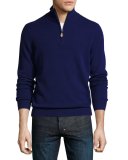 Cashmere Half-Zip Sweater, Deep Blue