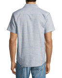 Grotto Striped Short-Sleeve Sport Shirt, Green
