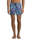 Large Paisley Swim Trunks, Navy Blue
