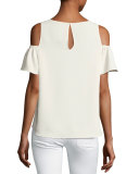 Dryden Crepe Cold-Shoulder Top, Ivory