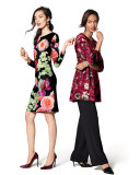 3/4-Sleeve Panne Velvet Tunic W/ Shimmer 