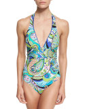 Nomad Paisley-Print Halter One-Piece Swimsuit