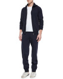 Portland Cashmere-Silk Jogger Pants, Navy