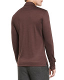High-Performance Wool Long-Sleeve Polo Shirt, Crimson