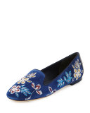 Embroidered Suede Smoking Slipper