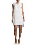 Sleeveless Flaxen Tuxedo Shirtdress