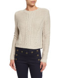Charmer Cropped Wool-Blend Sweater, Oatmeal
