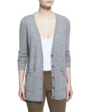 Cashmere V-Neck Donegal Cardigan, Gray