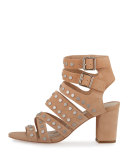 Galia Studded Strappy Sandal, Nude/Silver
