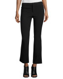 Slim-Fit Flare-Leg Cropped Suit Pants, Black