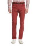 Five-Pocket Twill Pants, Red
