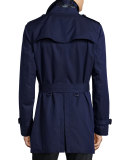 Slim-Fit Double-Breasted Trench Coat, Blueberry