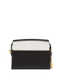 Bicolor Leather Camera Crossbody Bag, Black/White