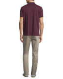 Short-Sleeve Slub Polo Shirt, Claret