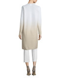 Sequin-Embellished Ombre Long Cardigan, Soy/Multi