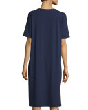 Short-Sleeve Round-Neck Jersey Dress, Plus Size