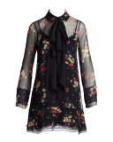 Stevie Gilded Daisy Chiffon Mini Dress, Black Multi