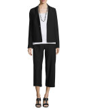 Washable Stretch Crepe One-Button Blazer 