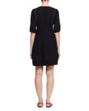 Anabel Embroidered Jersey Dress, Black