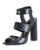 Rivet Leather 105mm Sandal, Black