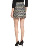 A-Line Chevron Brocade Modern Mini Skirt, Multi