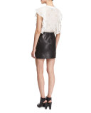 Gilka Printed Lace-Up Top, Ecru