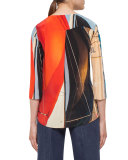 Alice Sail-Print 3/4-Sleeve Blouse, Mainsail Print