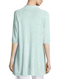 Half-Sleeve Slub Open-Front Cardigan