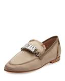 Frayed Satin Loafer w/Jewel Strap