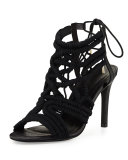 Aria Woven Strappy Sandal, Black