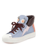 Cap-Toe High-Top Monster Sneaker, Lilac/Cotton Candy/Bordeaux