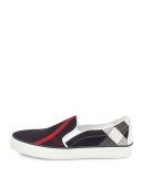 Gauden Check Canvas Skate Sneaker, Navy Check